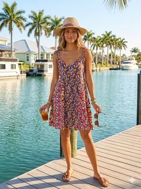 Urban outfitters Patrons of Peace Floral Dress - Multicolor Floral Sundress L